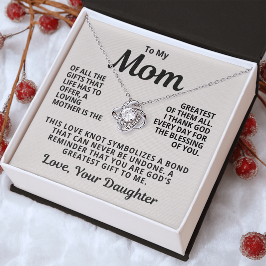 To My Mom From Daughter | God's Greatest Gift To Me | Love Knot Necklace