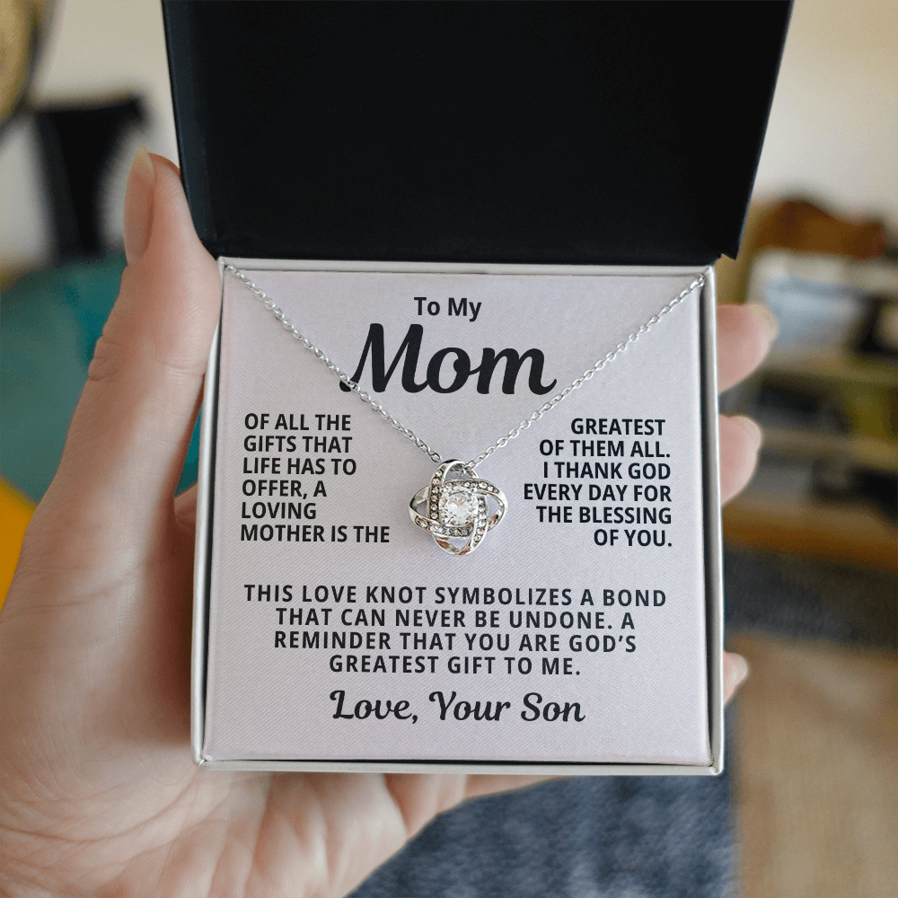 To My Mom From Son | God's Greatest Gift To Me | Love Knot Necklace
