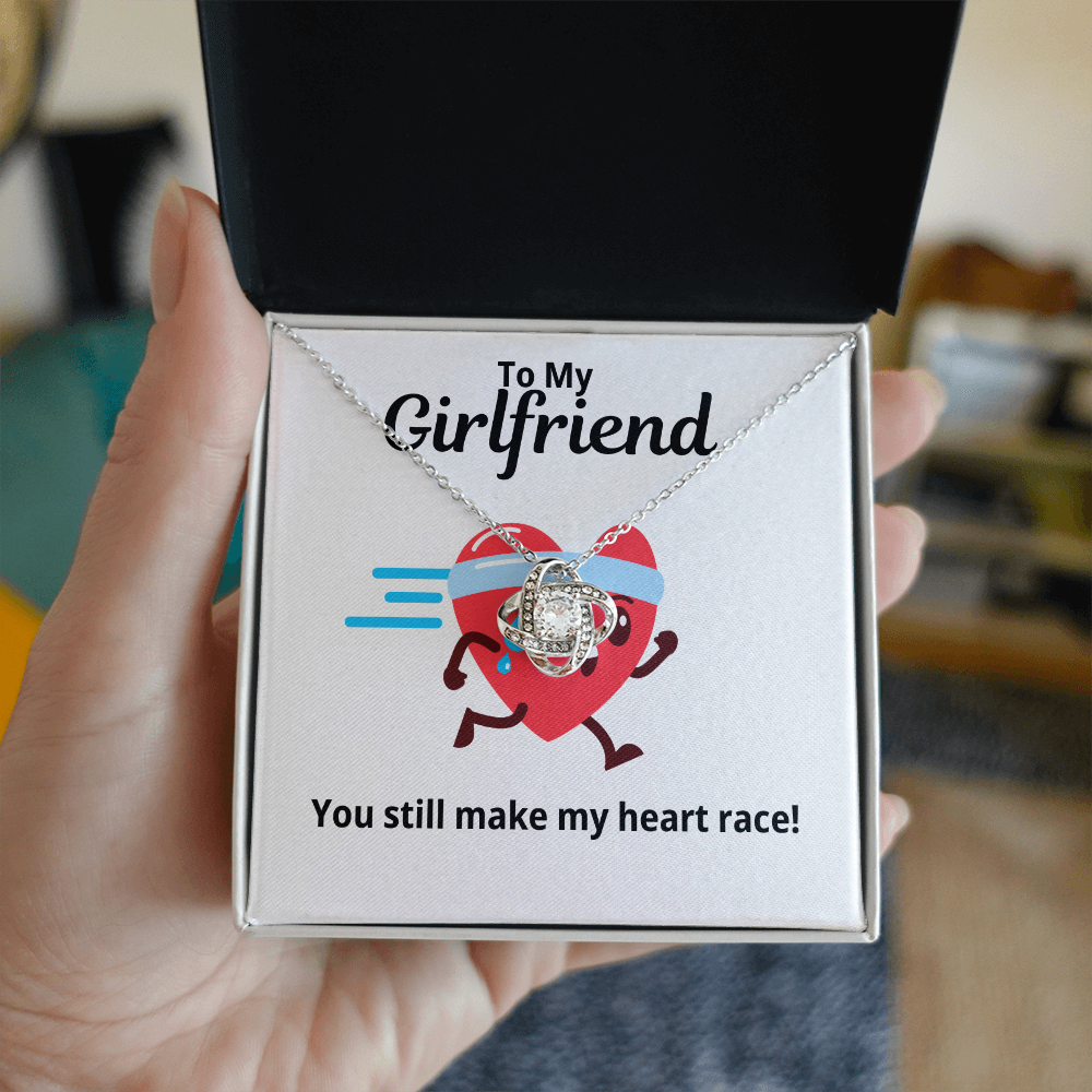 To My Girlfriend Gift | You Make My Heart Race | Love Knot Necklace