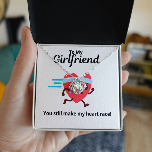 To My Girlfriend Gift | You Make My Heart Race | Love Knot Necklace