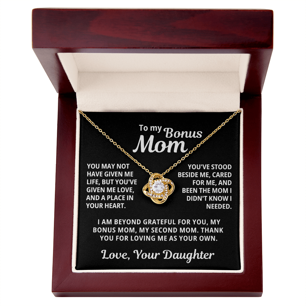 To My Bonus Mom From Daughter | Thank You For Loving Me As Your Own | Love Knot Necklace