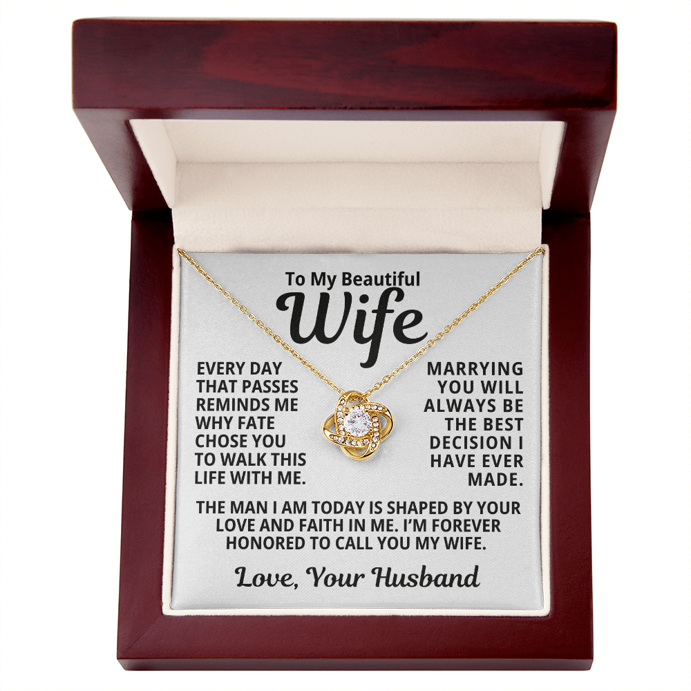 To My Wife Gift | Shaped By Your Love | Love Knot Necklace