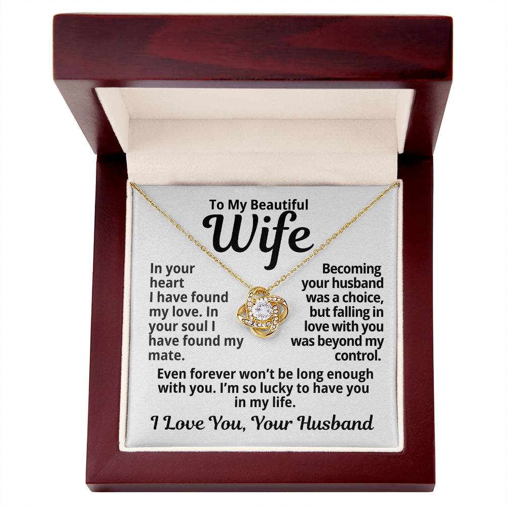 To My Wife Gift | In Your Heart I Found Love |  Love Knot Necklace
