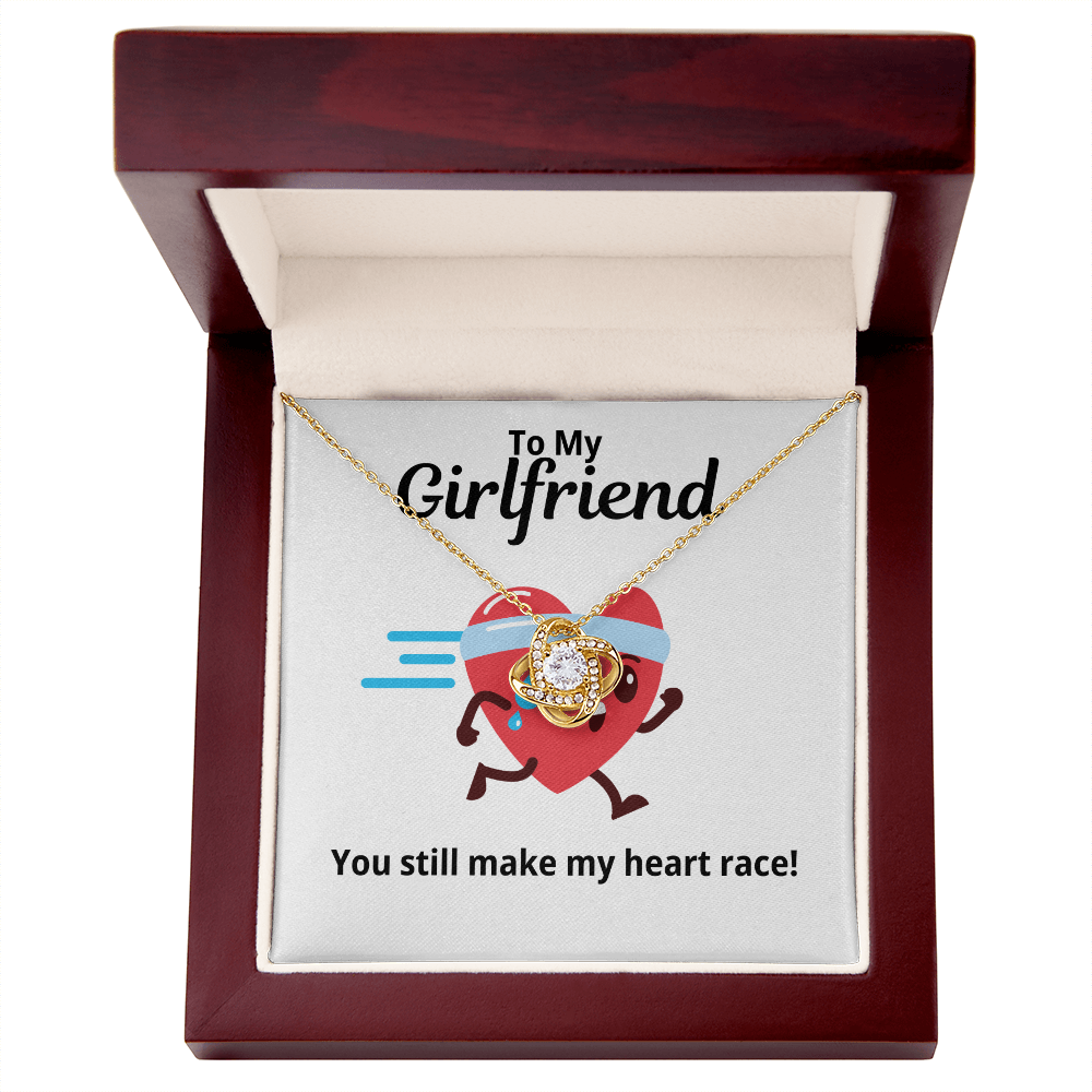 To My Girlfriend Gift | You Make My Heart Race | Love Knot Necklace