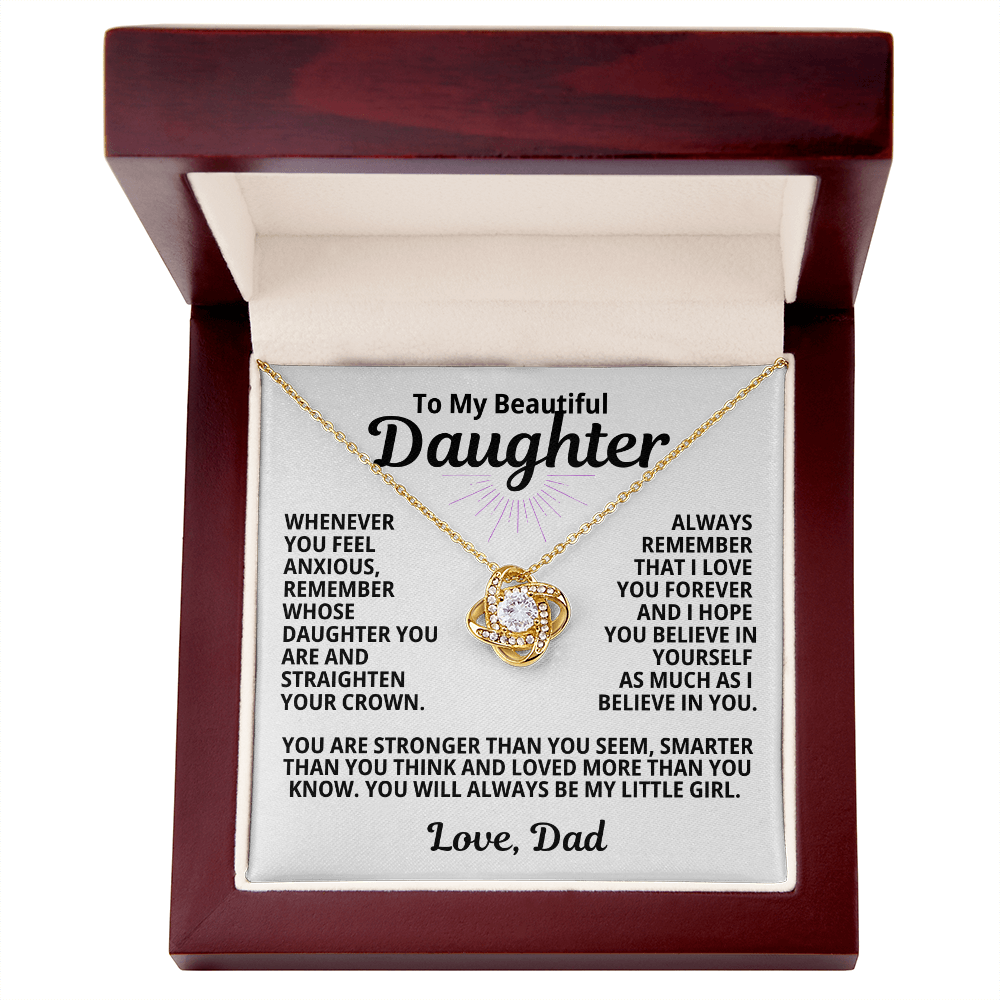 To My Daughter Gift | Straighten Your Crown - From Dad | Love Knot Necklace