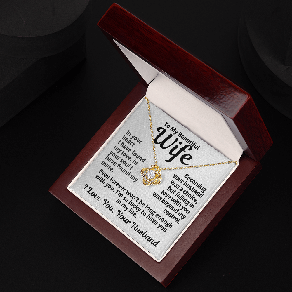 To My Wife Gift | In Your Heart I Found Love |  Love Knot Necklace