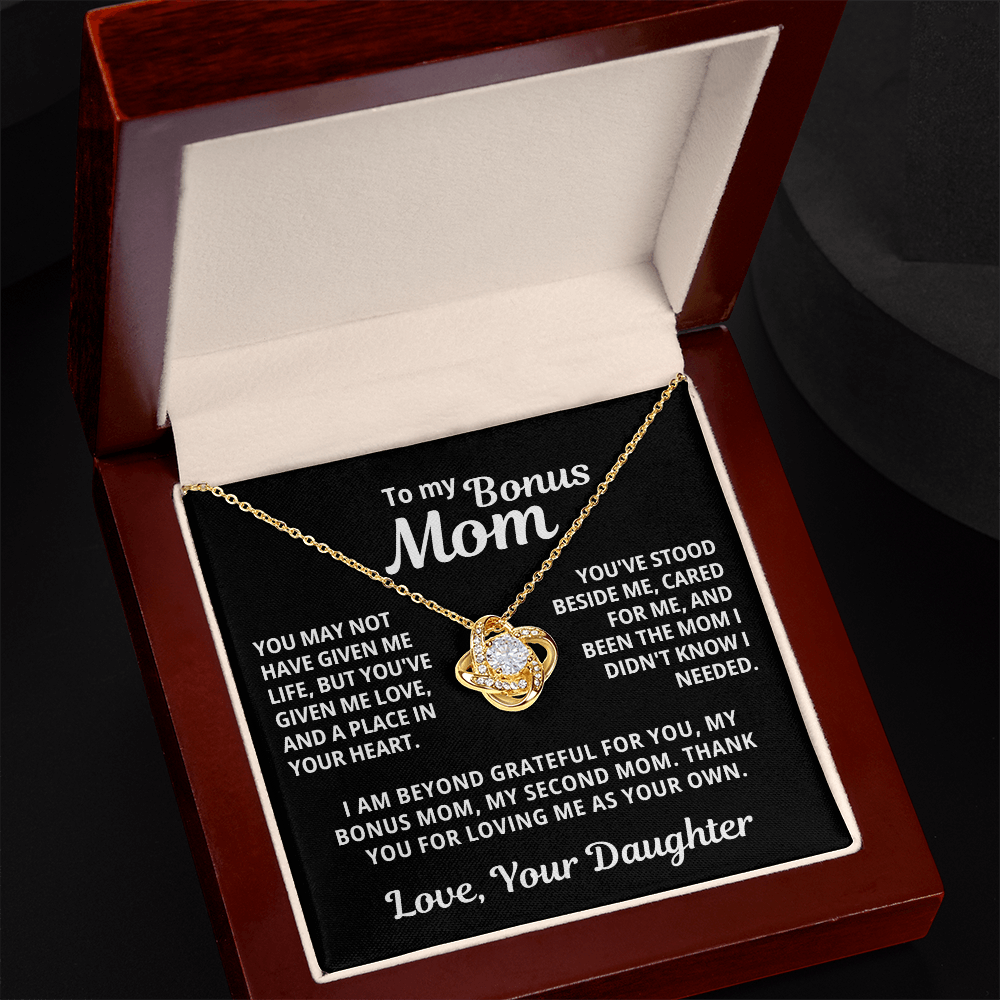 To My Bonus Mom From Daughter | Thank You For Loving Me As Your Own | Love Knot Necklace