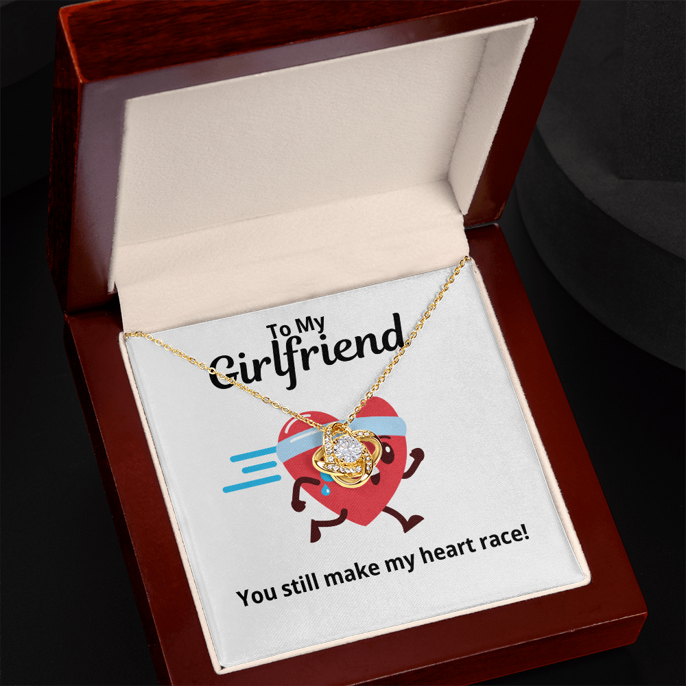 To My Girlfriend Gift | You Make My Heart Race | Love Knot Necklace