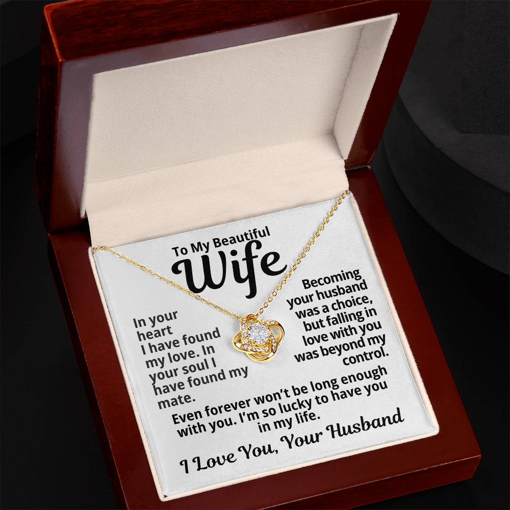 To My Wife Gift | In Your Heart I Found Love |  Love Knot Necklace