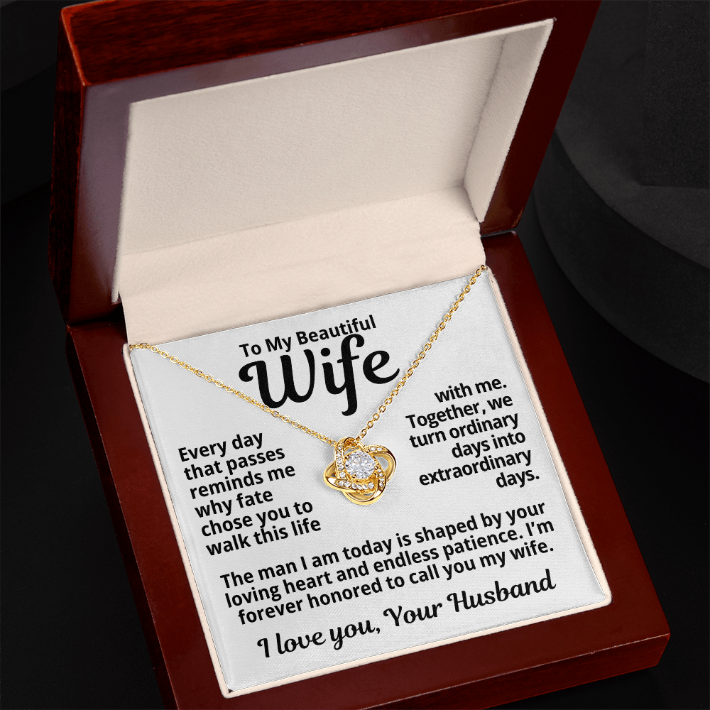 To My Wife Gift | I'm Honored To Call You My Wife | Love Knot Necklace
