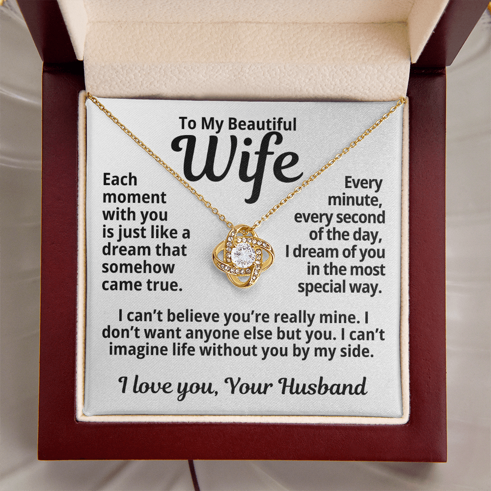 To My Wife Gift | Each Moment With You | Love Knot Necklace