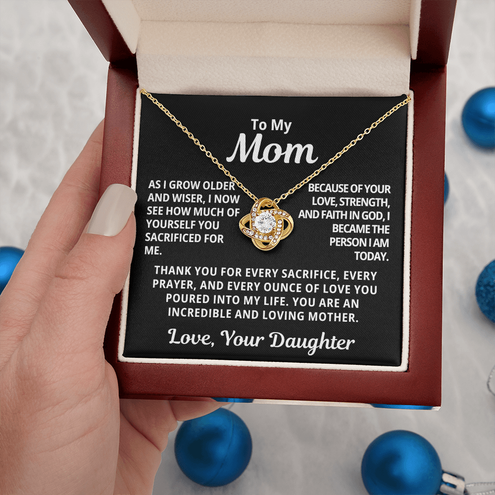 To My Mom Gift From Daughter | Thank You For Your Sacrifice | Love Knot Necklace