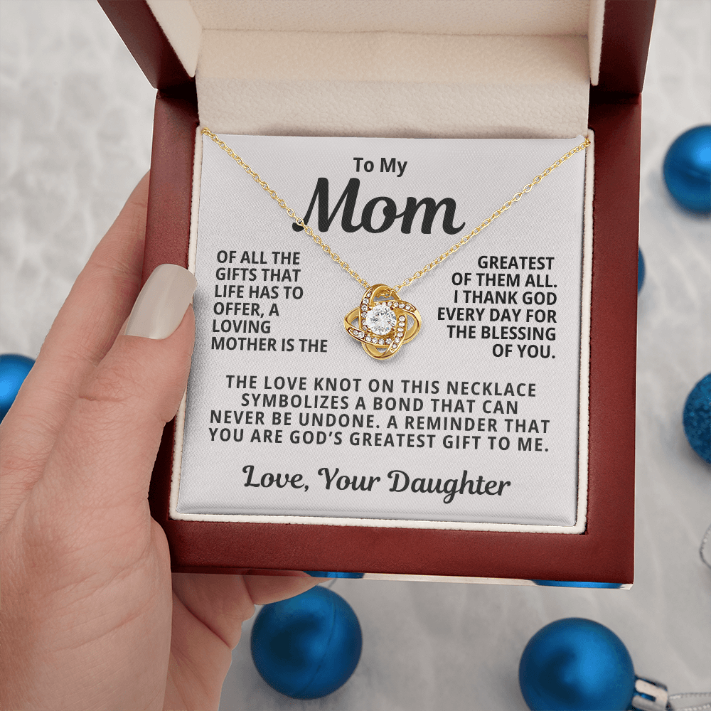 To My Mom From Daughter | God's Gift To Me | Love Knot Necklace
