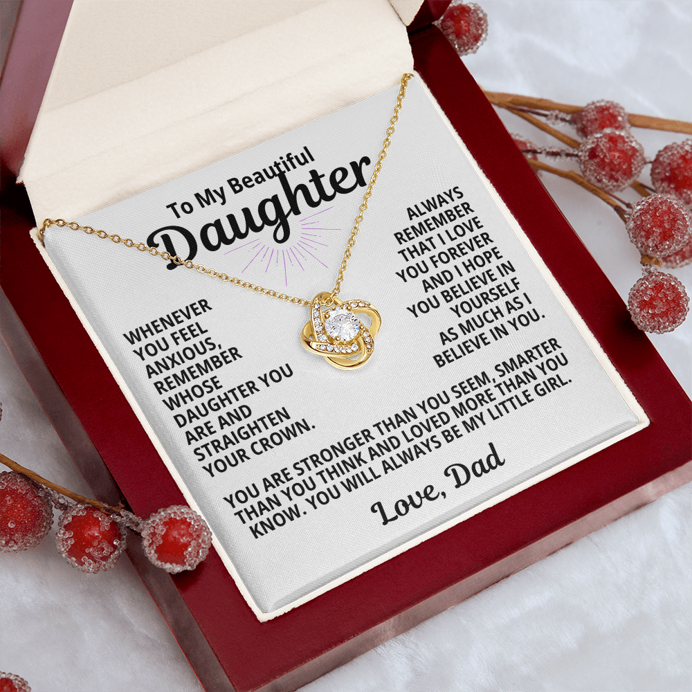 To My Daughter Gift | Straighten Your Crown - From Dad | Love Knot Necklace