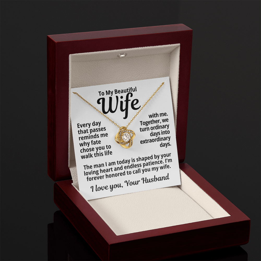 To My Wife Gift | I'm Honored To Call You My Wife | Love Knot Necklace