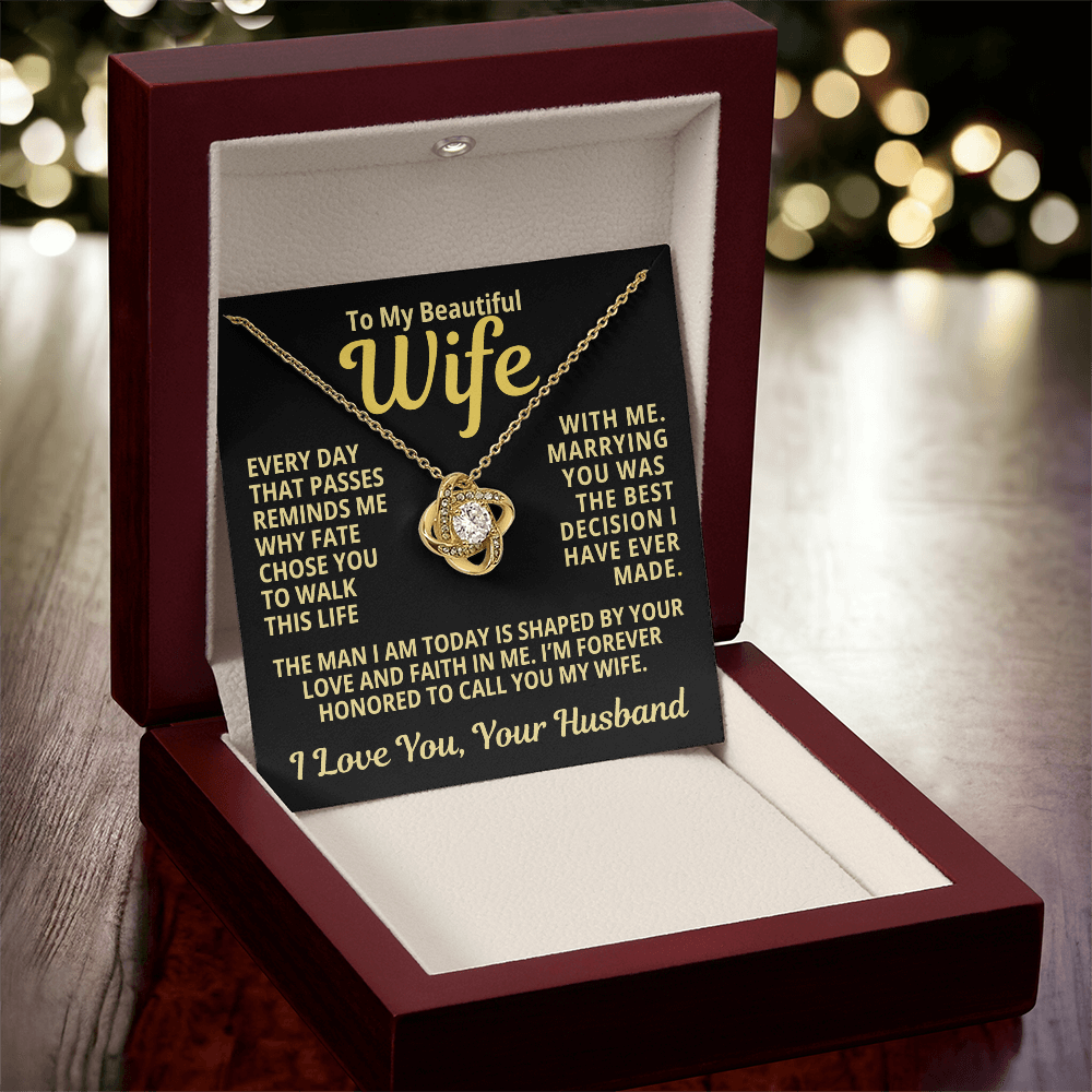 To My Wife Gift | Marrying You Was The Best Decision | Love Knot Necklace