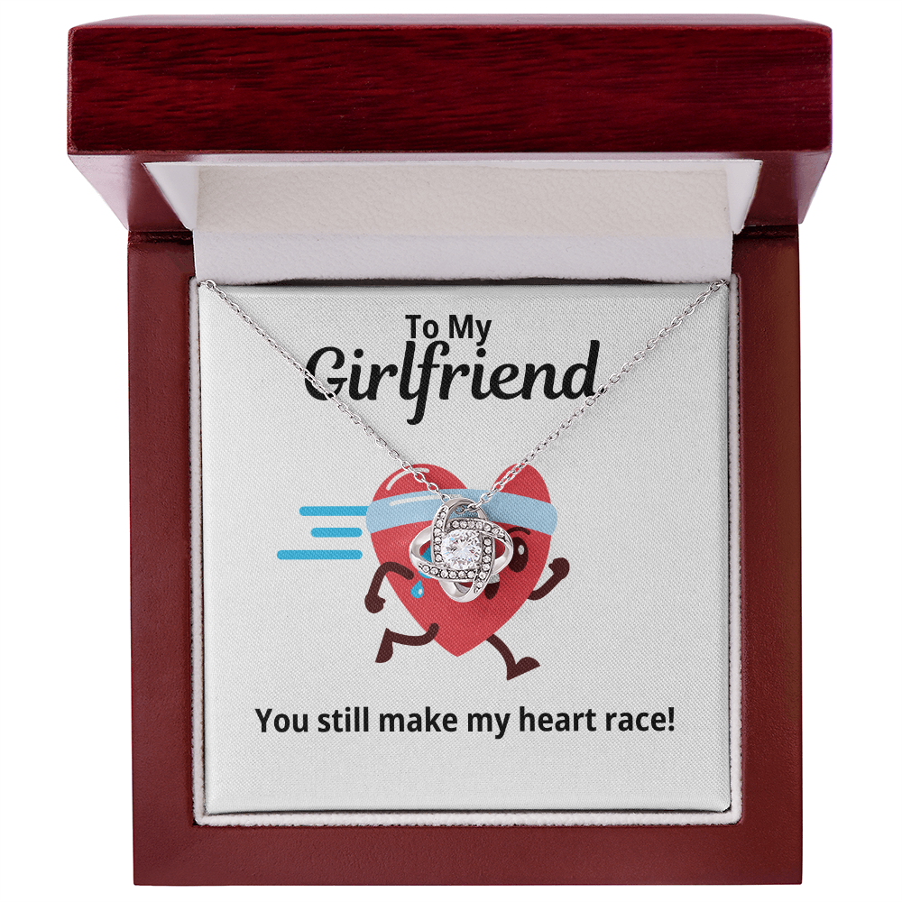 To My Girlfriend Gift | You Make My Heart Race | Love Knot Necklace