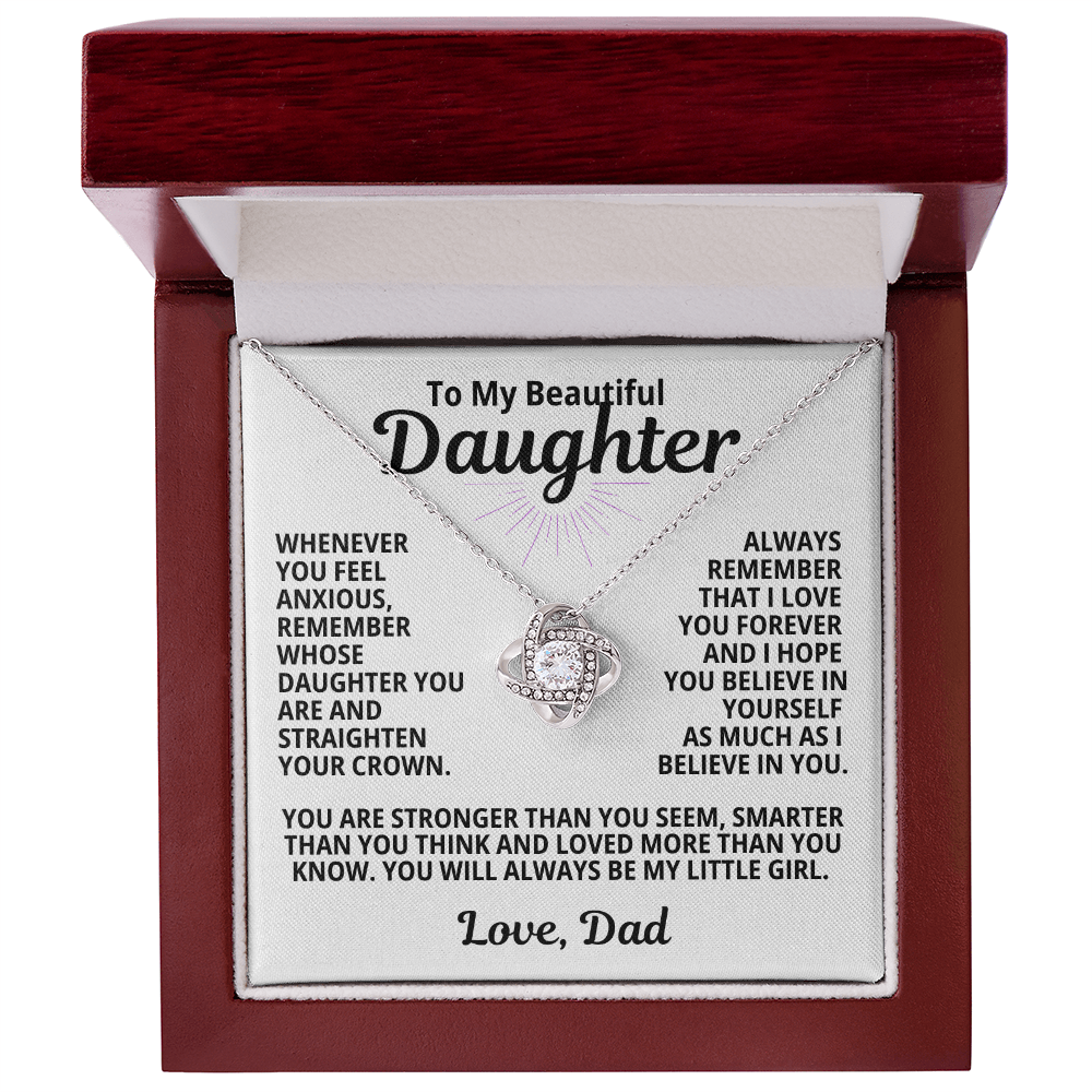 To My Daughter Gift | Straighten Your Crown - From Dad | Love Knot Necklace