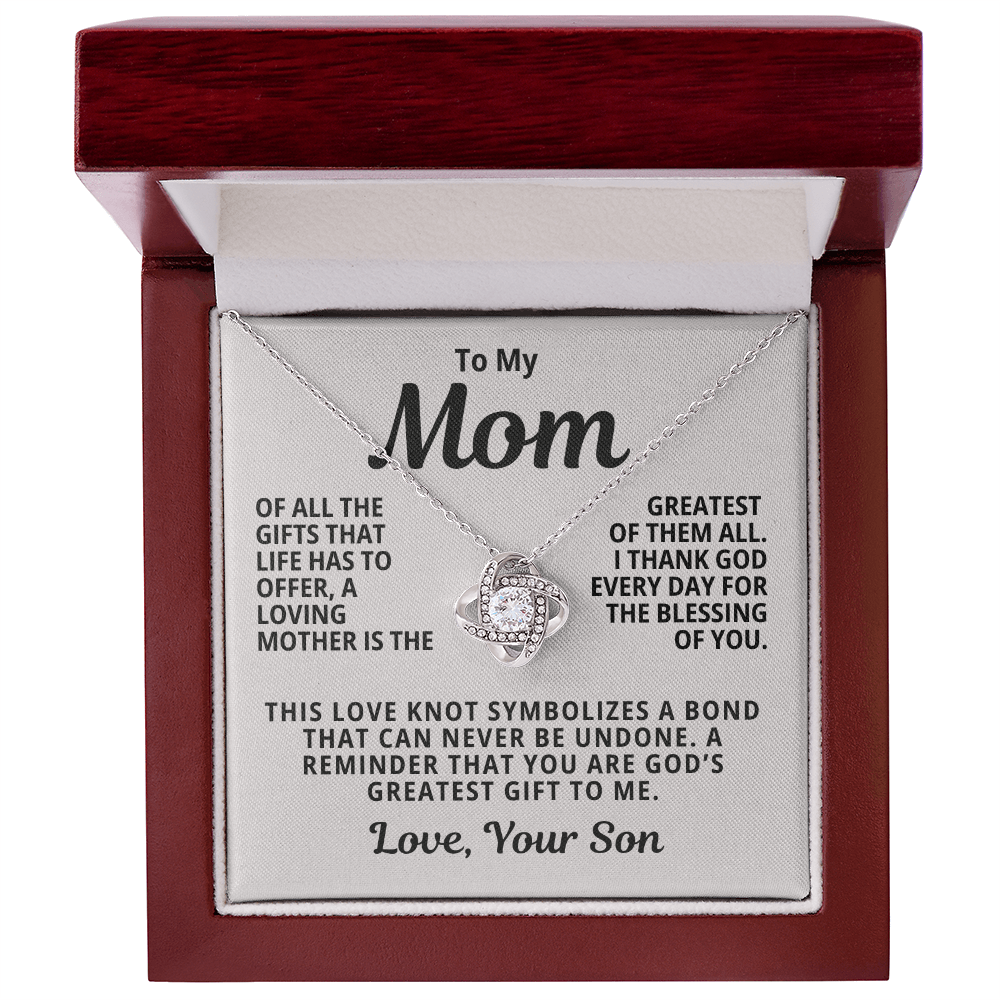 To My Mom From Son | God's Greatest Gift To Me | Love Knot Necklace