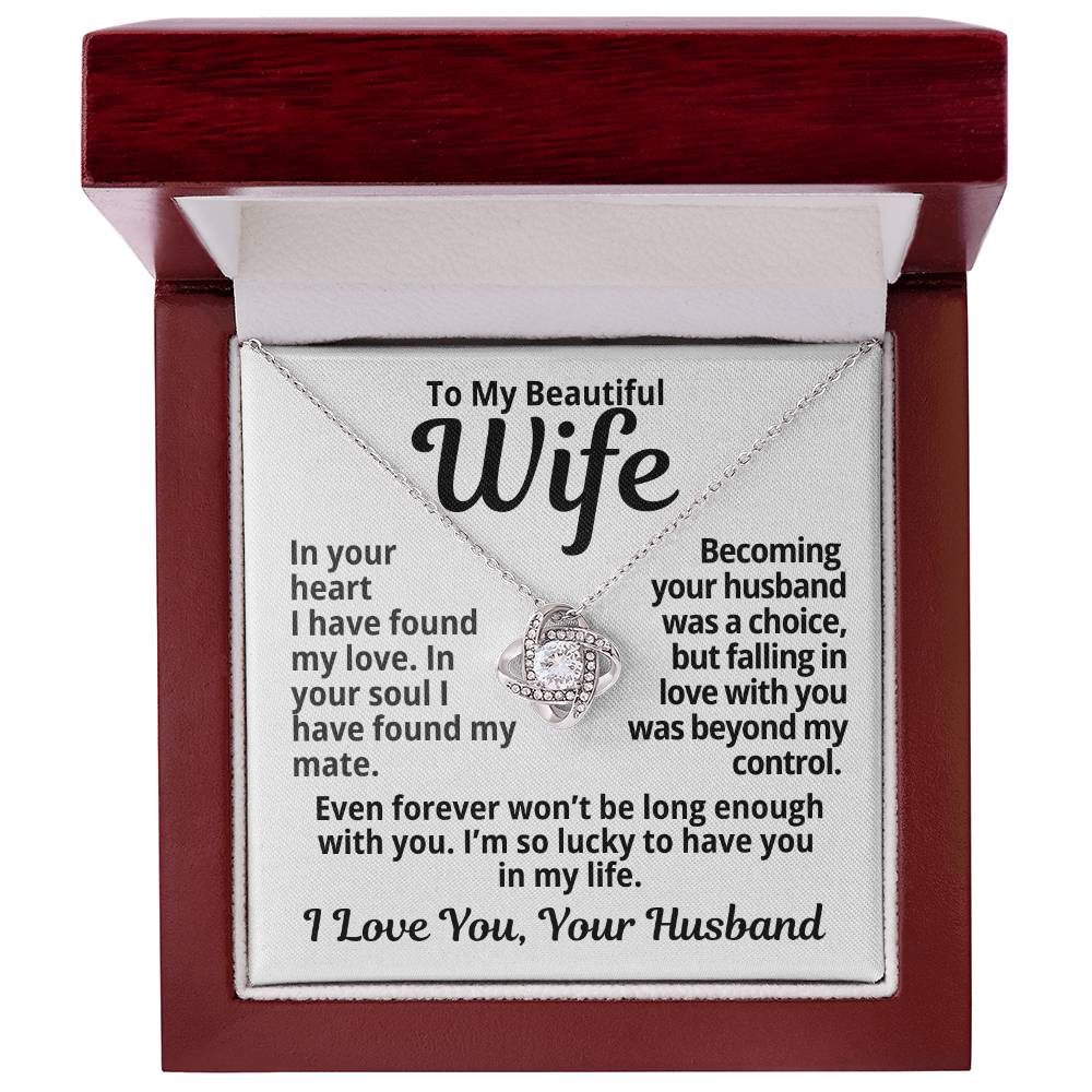 To My Wife Gift | In Your Heart I Found Love |  Love Knot Necklace