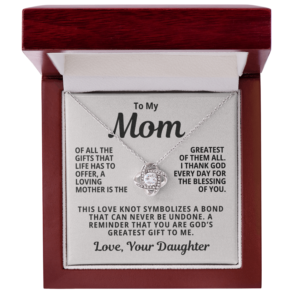 To My Mom From Daughter | God's Greatest Gift To Me | Love Knot Necklace