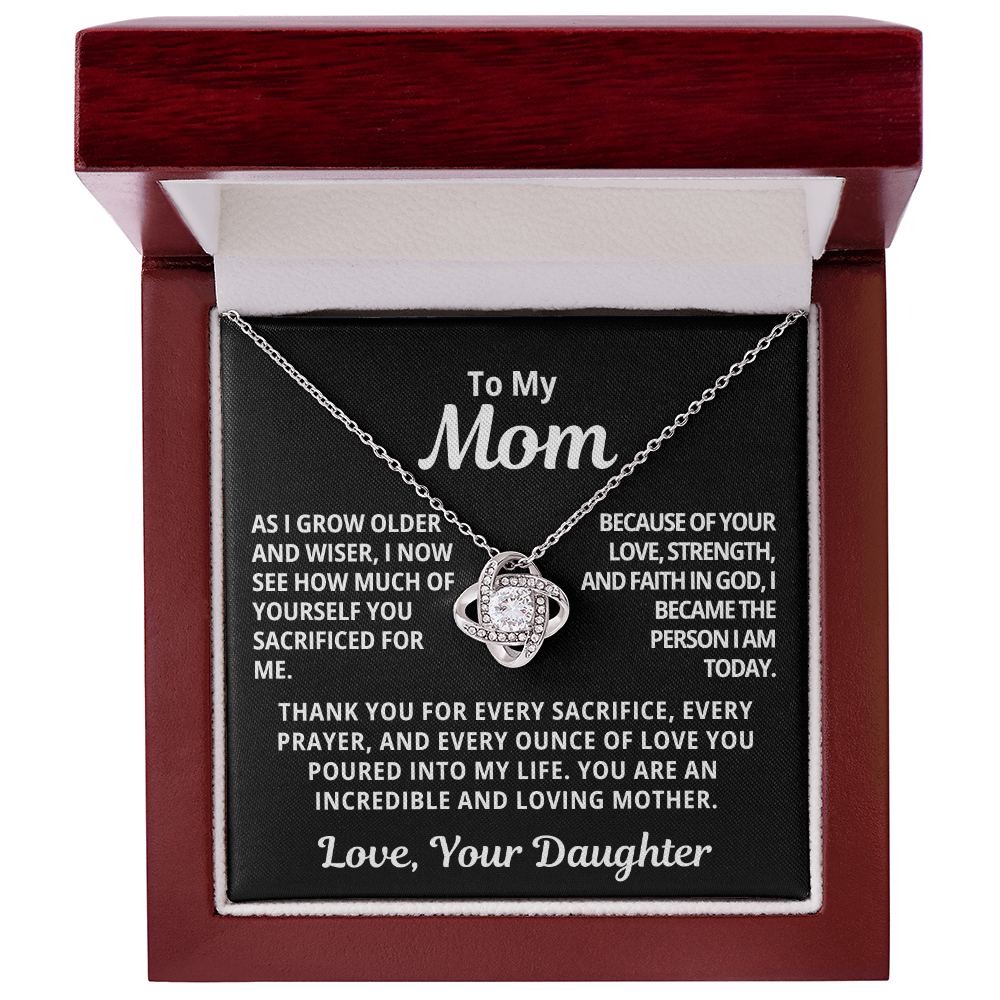 To My Mom Gift From Daughter | Thank You For Your Sacrifice | Love Knot Necklace