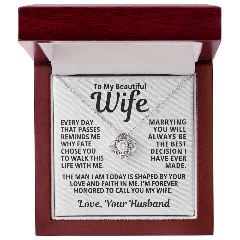 To My Wife Gift | Shaped By Your Love | Love Knot Necklace