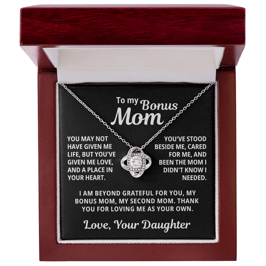 To My Bonus Mom From Daughter | Thank You For Loving Me As Your Own | Love Knot Necklace