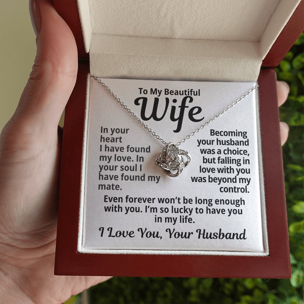 To My Wife Gift | In Your Heart I Found Love |  Love Knot Necklace