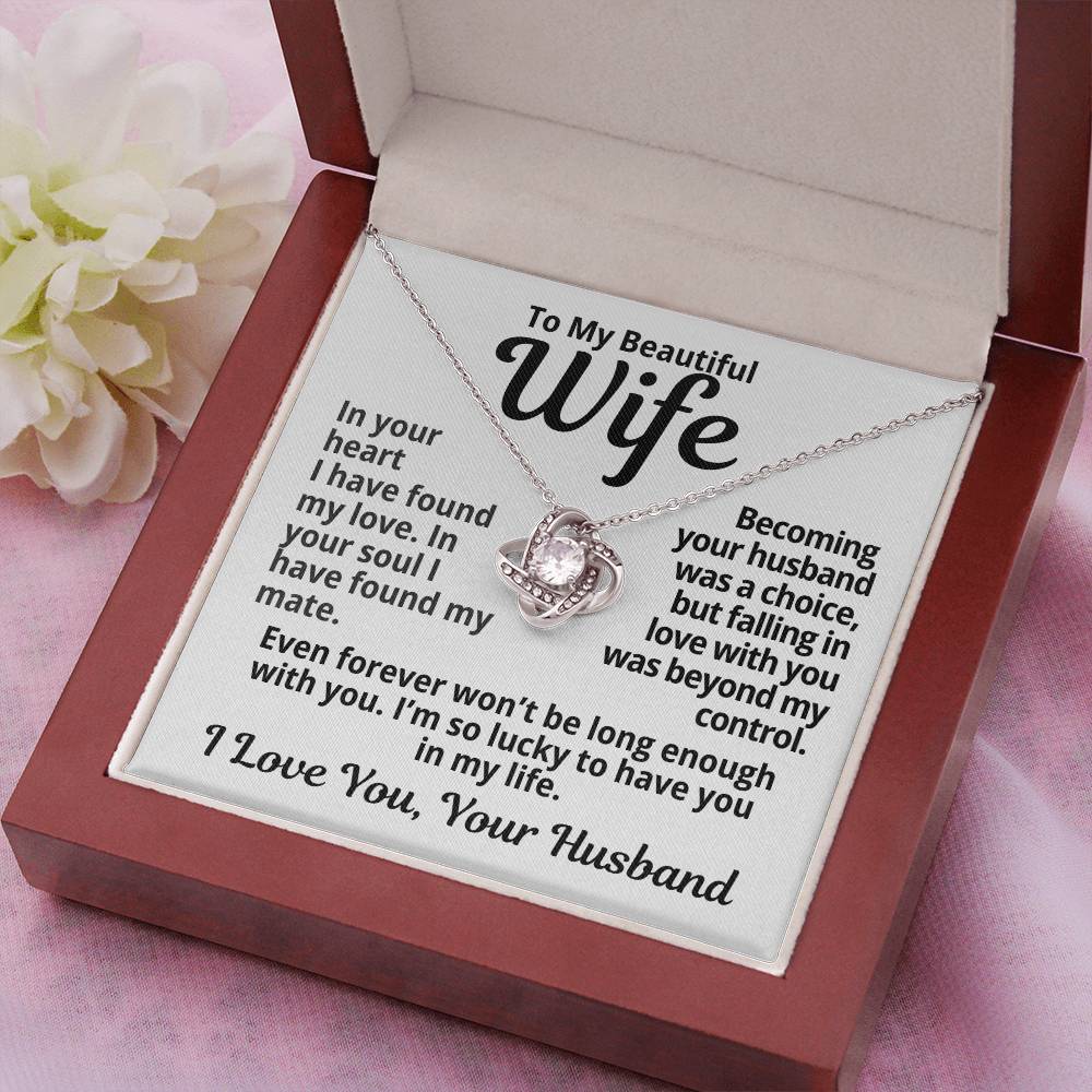 To My Wife Gift | In Your Heart I Found Love |  Love Knot Necklace