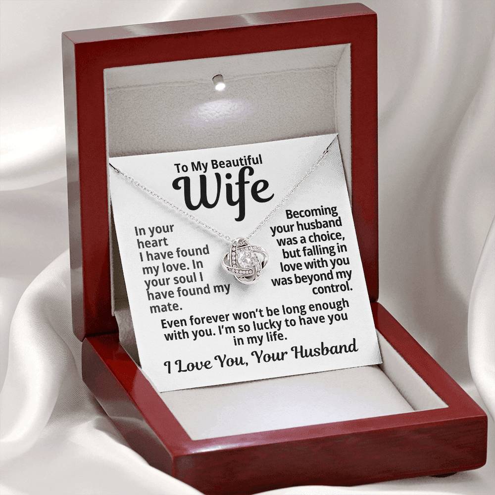 To My Wife Gift | In Your Heart I Found Love |  Love Knot Necklace
