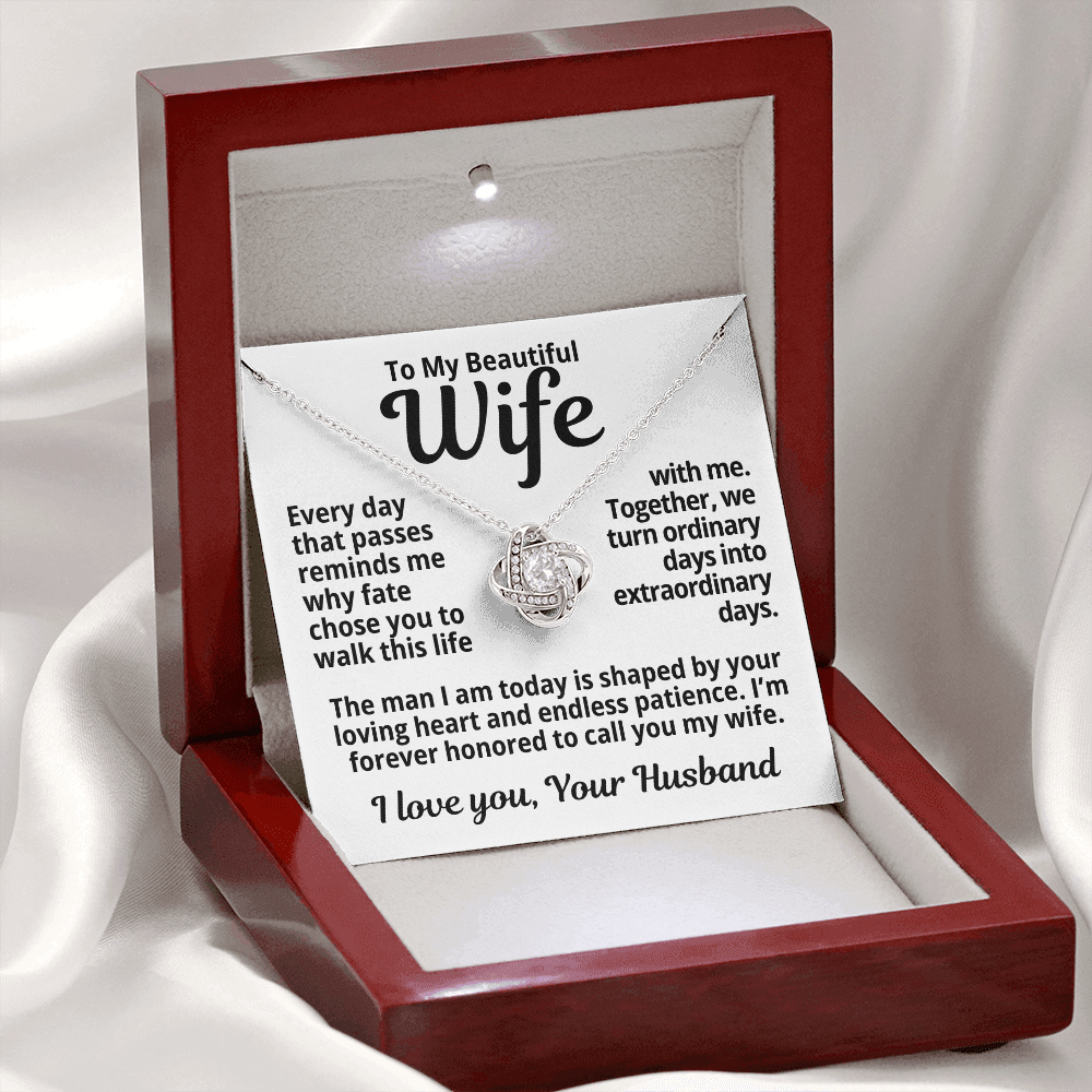 To My Wife Gift | I'm Honored To Call You My Wife | Love Knot Necklace