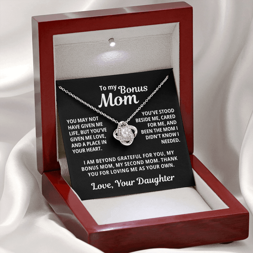 To My Bonus Mom From Daughter | Thank You For Loving Me As Your Own | Love Knot Necklace