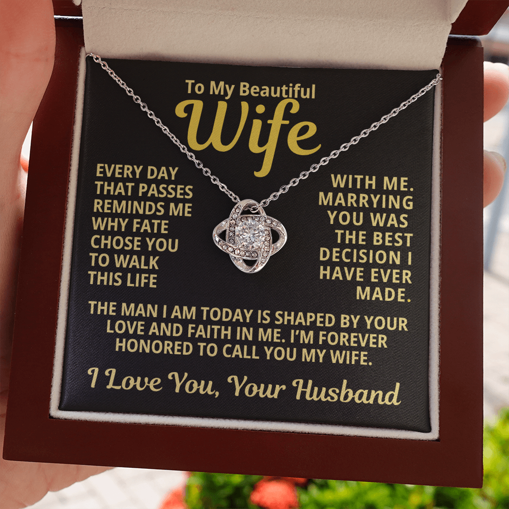 To My Wife Gift | Marrying You Was The Best Decision | Love Knot Necklace