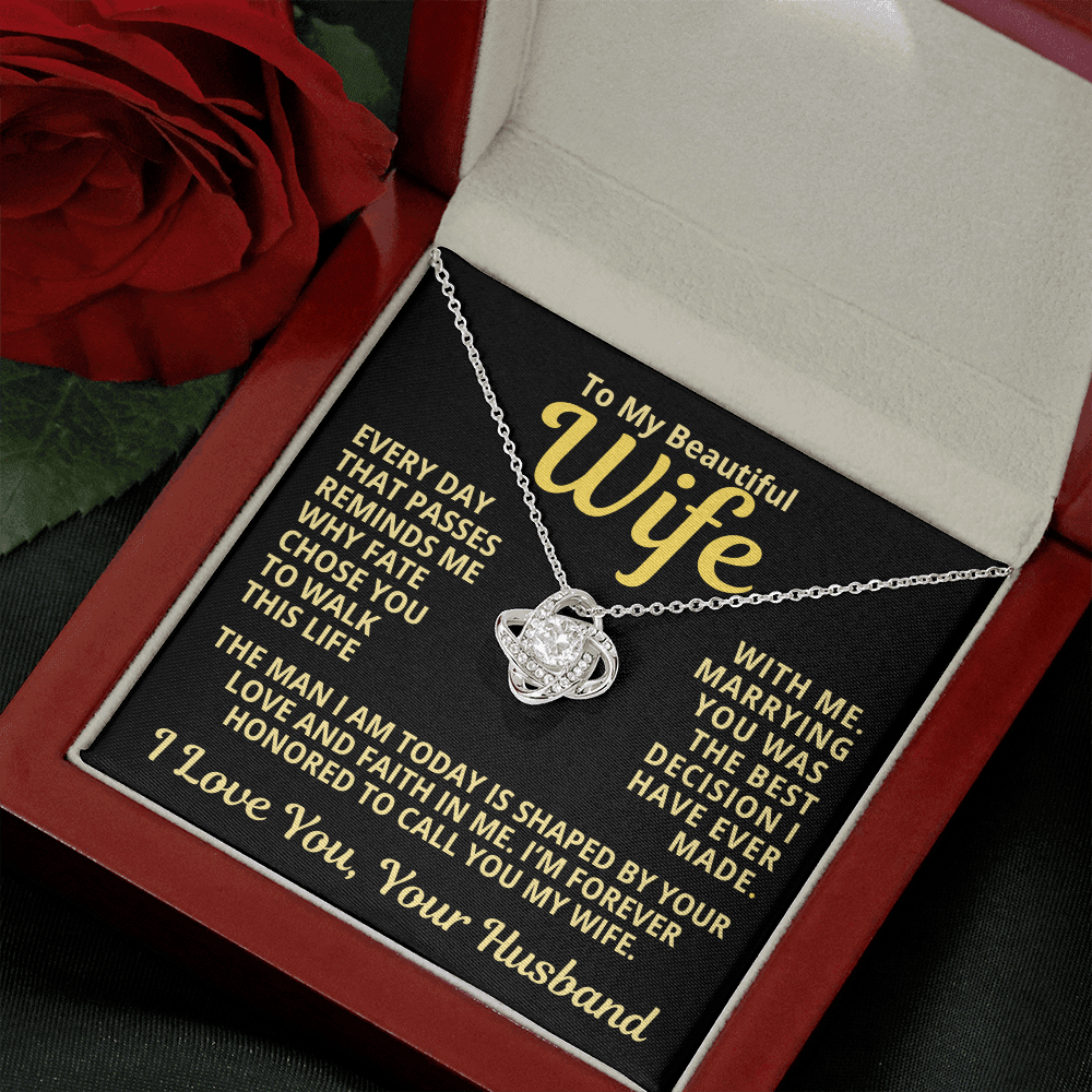 To My Wife Gift | Marrying You Was The Best Decision | Love Knot Necklace