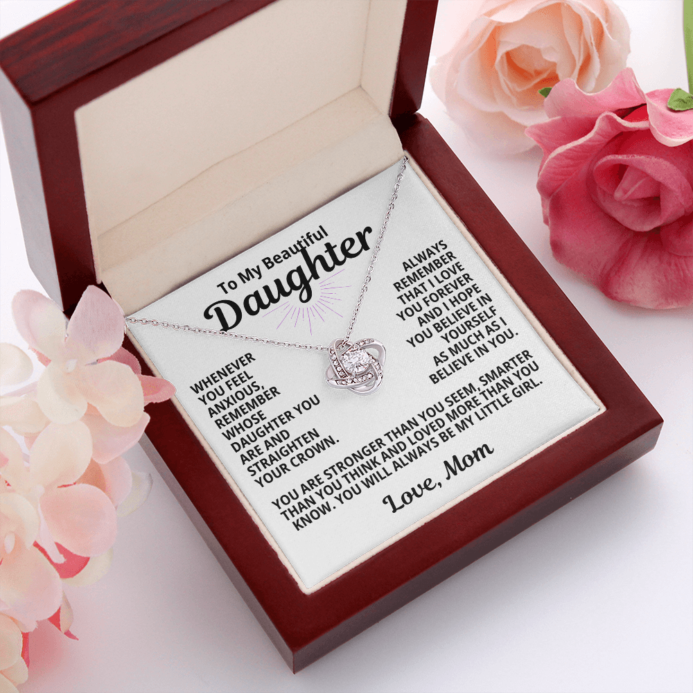 To My Daughter | Straighten Your Crown -  From Mom | Love Knot Necklace