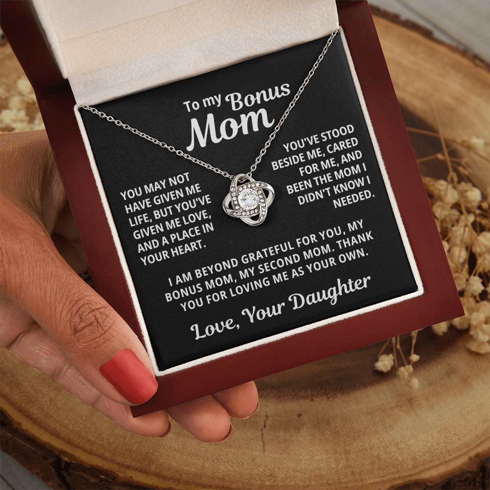 To My Bonus Mom From Daughter | Thank You For Loving Me As Your Own | Love Knot Necklace