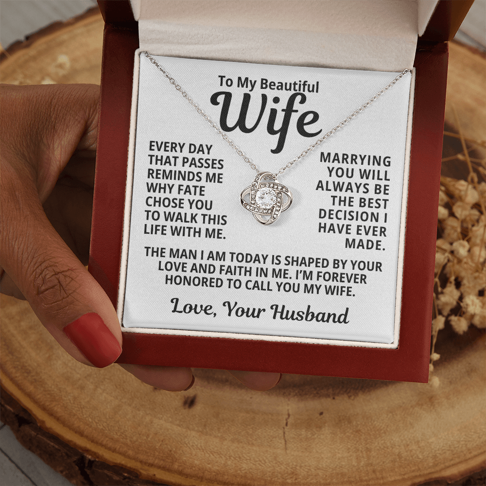 To My Wife Gift | Shaped By Your Love | Love Knot Necklace
