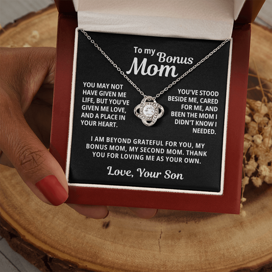 To My Bonus Mom From Son |  Loving Me As Your Own | Love Knot Necklace