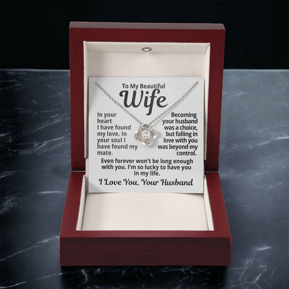 To My Wife Gift | In Your Heart I Found Love |  Love Knot Necklace