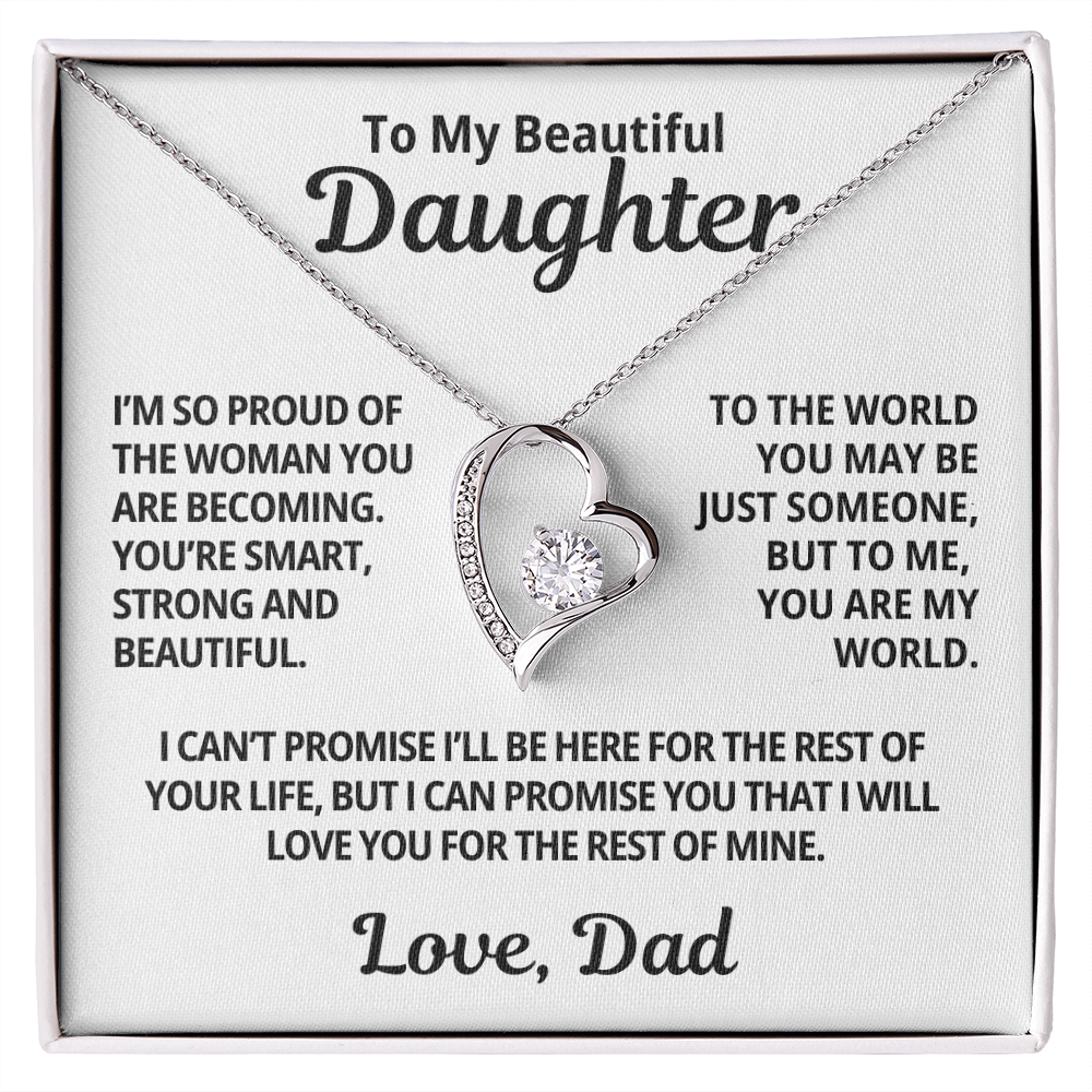 To My Daughter Gift From Dad | You Are My World | Forever Love Necklace