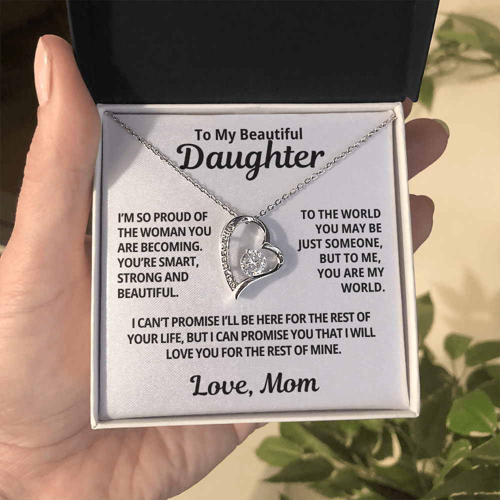 To My Daughter Gift From Mom | You Are My World | Forever Love Necklace