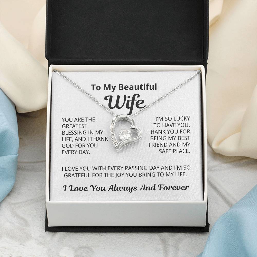 To My Beautiful Wife Gift | You Are My Safe Place | Forever Love Necklace
