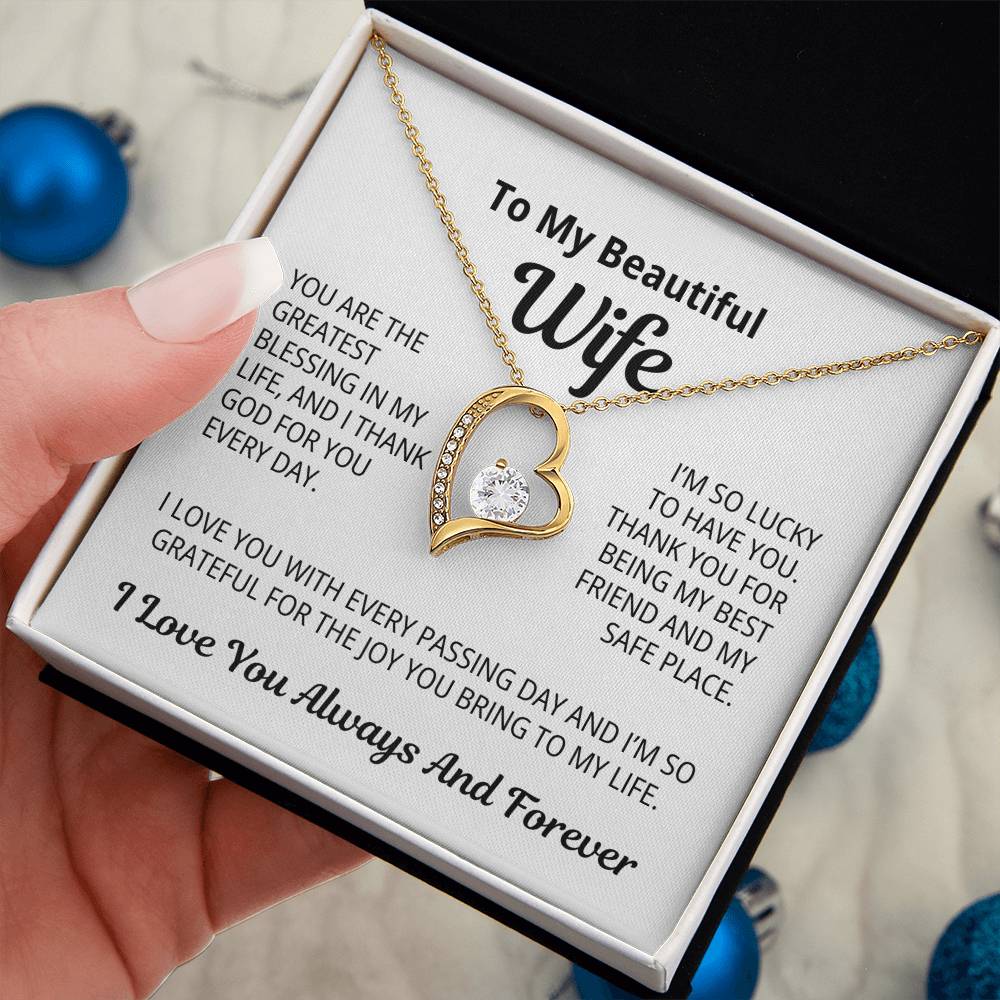 To My Beautiful Wife Gift | You Are My Safe Place | Forever Love Necklace
