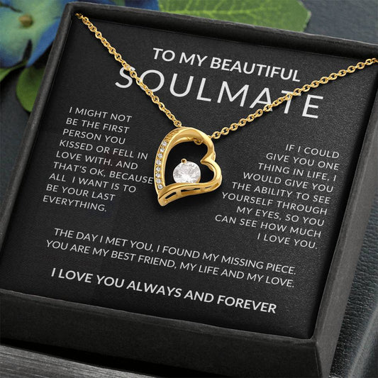 to my soulmate gold necklace with message