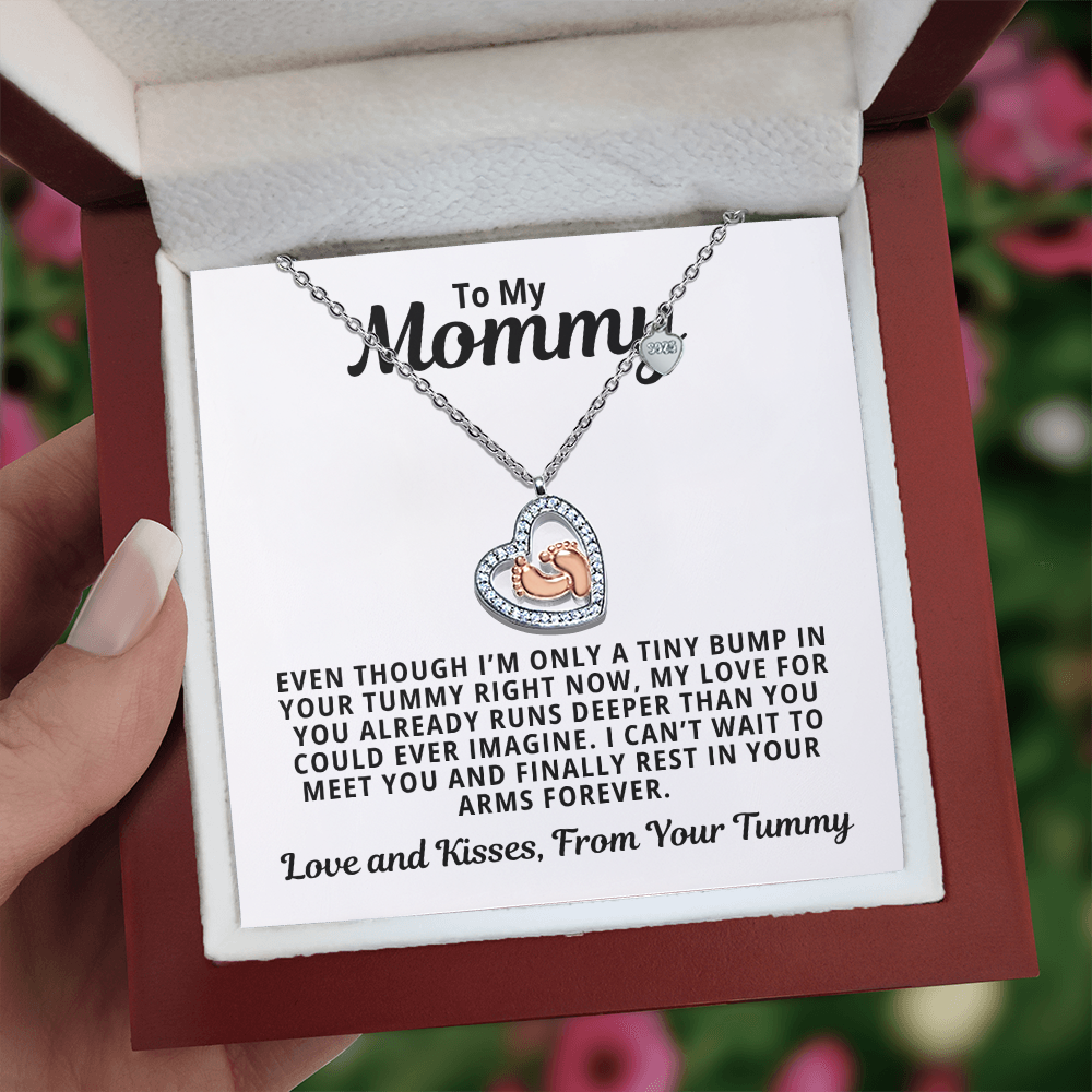 Soon-To-Be Mom Gift | My Love For You Already Runs Deep | Baby Feet Heart Necklace