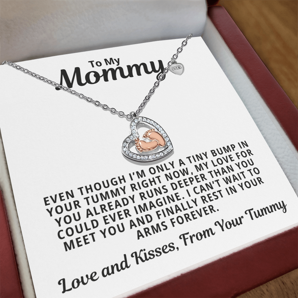 Soon-To-Be Mom Gift | My Love For You Already Runs Deep | Baby Feet Heart Necklace