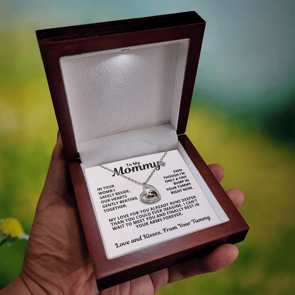 Soon-To-Be Mom Gift | Our Hearts Beat Together | Baby Feet Heart Necklace