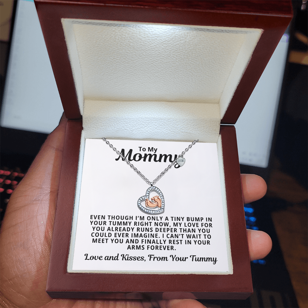 Soon-To-Be Mom Gift | My Love For You Already Runs Deep | Baby Feet Heart Necklace