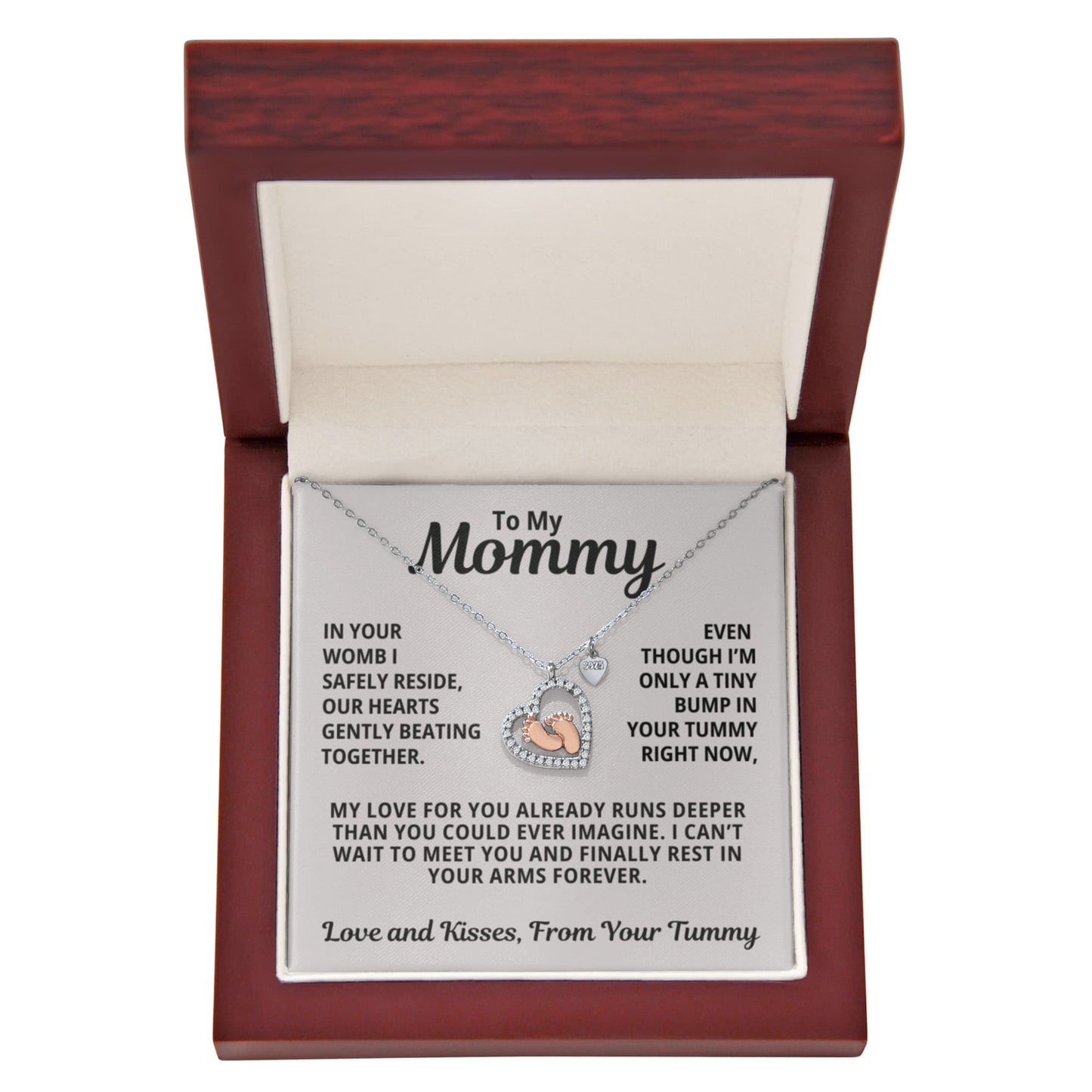 Soon-To-Be Mom Gift | Our Hearts Beat Together | Baby Feet Heart Necklace